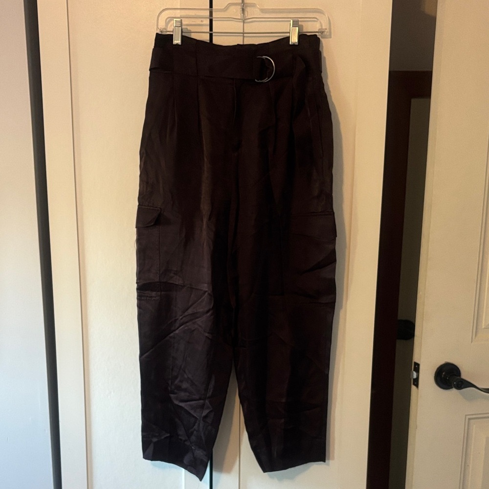 Banana Republic Wide Leg Cargo Pants in Dark Brown